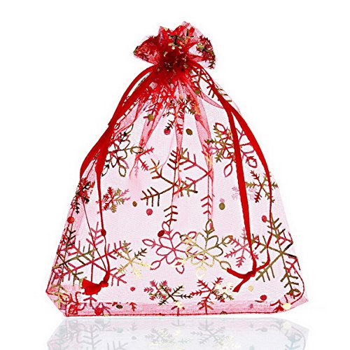 Organza sachets cadeau bijoux motif flocon de n...