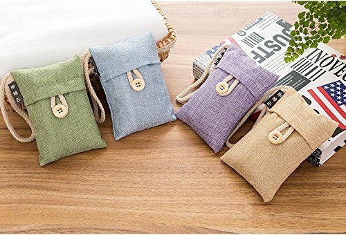 Purificateur d'air, désodorisant, absorbeur d'humidité - 100 gr(paquet de 4)-air purifiant sac naturel et sans odeur au charbon de bambou désodorisant désodorisant portable pour réfrigérateur, congélateur, penderie, voiture, chaussures, cuisines, caves, chambres 0745360449297 Amasawa
