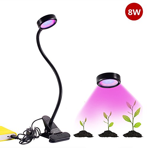 LED Plante végétation lampe, Florally 8W Gooseneck Cultiver des Plantes Lumière/Lampe de Croissance Clip Lampe de Bureau Clamp Cou Flexible 0745750858364 Florally