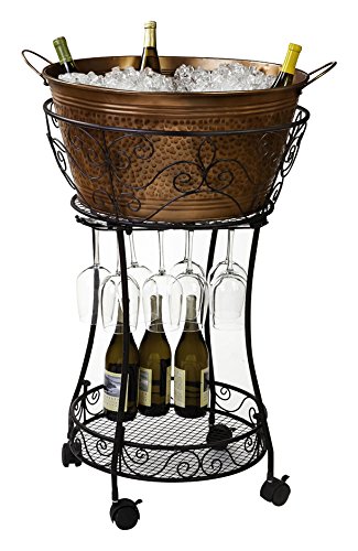 martelé en cuivre refroidisseur de vin en verre...