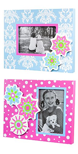 Blossoms & Buds Rose et bleu fleur en bois 4 x 6 Cadre photo Lot de 2 code EAN 0746851999369 