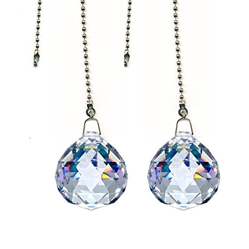 Katomi Magnifique cristal transparent - 40 mm - 4 pièces-prisme en cristal éblouissant ventilateur de plafond avec chaines code EAN 0746856688749 