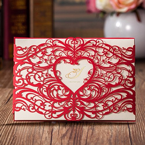 vstoy Coupe Laser Rouge de mariage Invitations ...