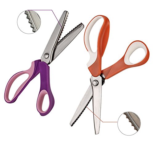 Ciseaux Cranteurs Tissu, LAOYE, Ciseaux couture Professionnel, 23,5cm / 9 pouces Ciseaux à cranter en Acier Inoxydable, Triangle + Semi-circulaire( Rose & Orange ) 0747150124919 LAOYE