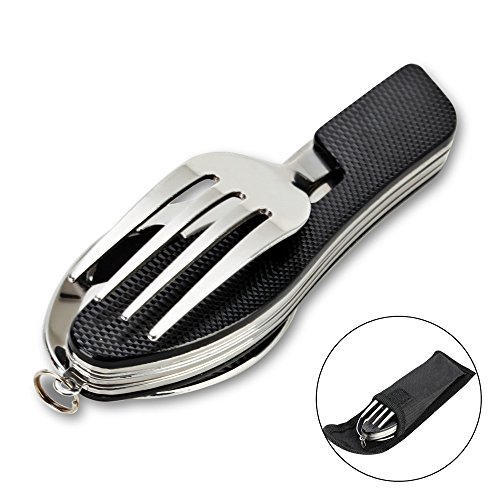 Couvert camping, ZITFRI, 4 en 1 Couvert Pliable...