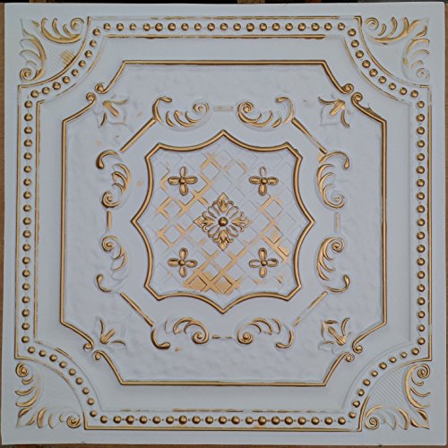 pl04 en étain plafond 3D Dalles Cameo en or bla...