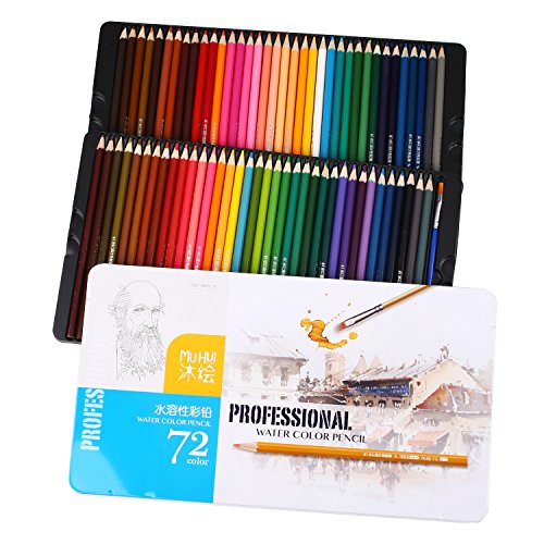 Cobee Crayons de couleur 72 set aquarellables soluble dans l'eau dessin artiste avec boîte métal 0749110538422 (0749110538422)
