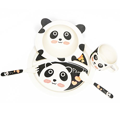 Baybino Kit vaisselle pour enfants | couvert et kit vaisselle avec motif d ´animaux | fabriqués à partir de fibres de bambou | sans bpa et biodégradable| 100% satisfaction clientèle garantie code EAN 0750022398639 
