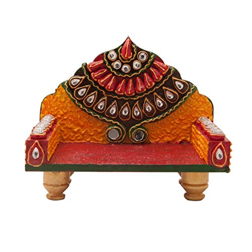 The Hue Cottage Décoratif en bois singhasan pour dieu mise indien religieux travail kundan multicolore decoration fabriqués à la main articles de cadeau 0750253545666 (0750253545666)