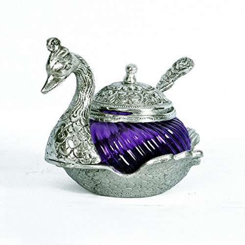 The Hue Cottage Bol décoratif coutellerie canard faits à la main de forme bleu argent bol en verre accessoire de cuisine pour le rafraîchissement articles de cadeau 0750253545703 (0750253545703)