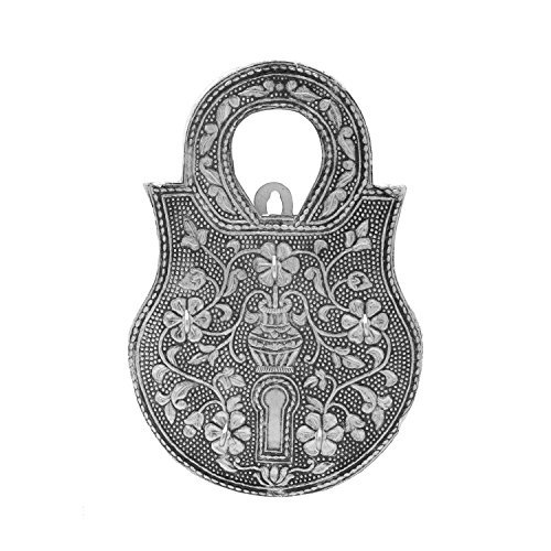 The Hue Cottage Forme serrure aluminium clé titulaire artisanale pièce maîtresse 5 crochets style vintage conception florale mur d'argent décor indien articles de cadeau 0750253545765 (0750253545765)
