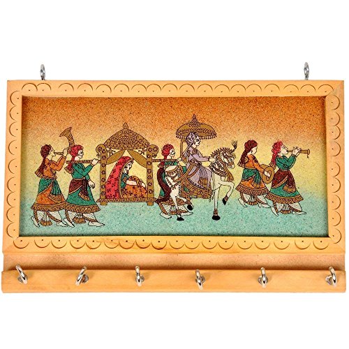 The Hue Cottage Clé titulaire bijou pierre multicolore conception de marriage fleuron indien décoratif en bois tenture cadeau de boucle articles décoration 0750253547646 (0750253547646)