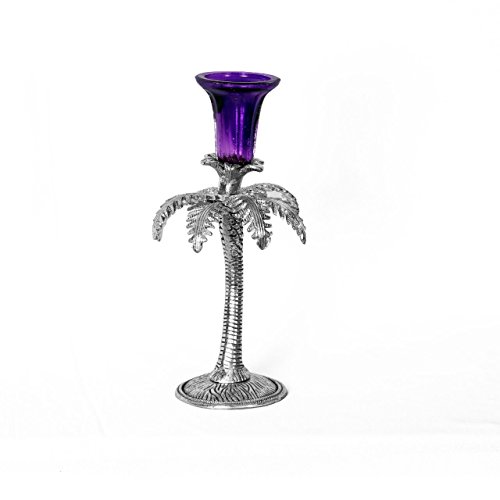 The Hue Cottage Bougie decorative titulaire artisanale conception de palmier support de tasse pourpre métal blanc fleuron indien des articles de cadeau 0750253548339 (0750253548339)