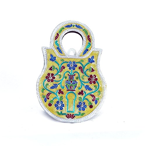 The Hue Cottage Clé porte decorative forme serrure artisanale joyau multicolore travaux meenakari mur en bois suspend boucle indien des articles de cadeau 0750253549527 (0750253549527)