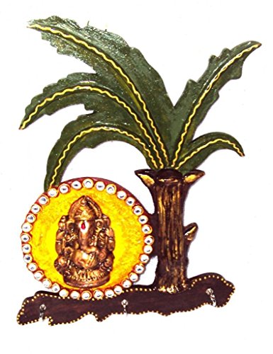 The Hue Cottage Ganesha à la banana détenteur de la clé de l'arbre multicolore bois kundan artisanale travaux figurine decorative paroi fleuron des articles de cadeau 0750253549749 (0750253549749)