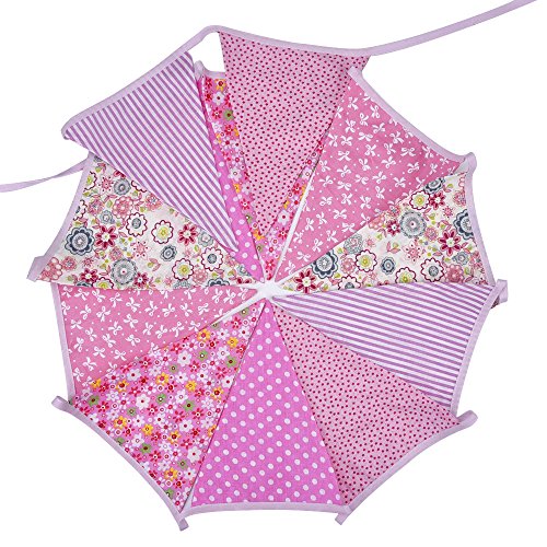 Mudder Double face fabric parti bunting avec conception vintage, rose code EAN 0751570402083 