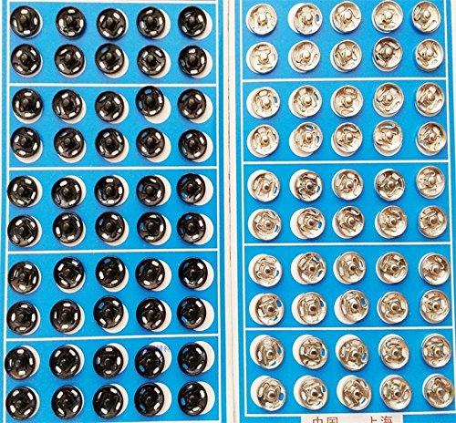 50 noir et 50 en métal argenté boutons-pression...