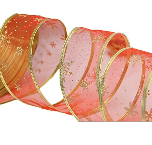 doublebulls décor Arbre de Noël décoration de Noël Tulle Ruban de Noël motif de neige(rouge,longueur de 20m) code EAN 0753510063248 