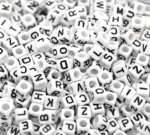 500 perles lettre alphabet a-z cubes blanc plas...