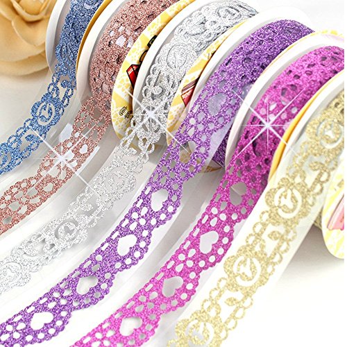 7 rouleaux de ruban auto-adhésif brillant de motif de dentelle washi multicolore autocollant pour bricolage masquant album de coupures de journaux décorations 0753510252727 Goodlucky365 7 rouleaux de ruban auto-adhésif brillant de motif de dentelle washi multicolore autocollant pour bricolage masquant album de coupures de journaux décorations 0753510252727 Goodlucky365