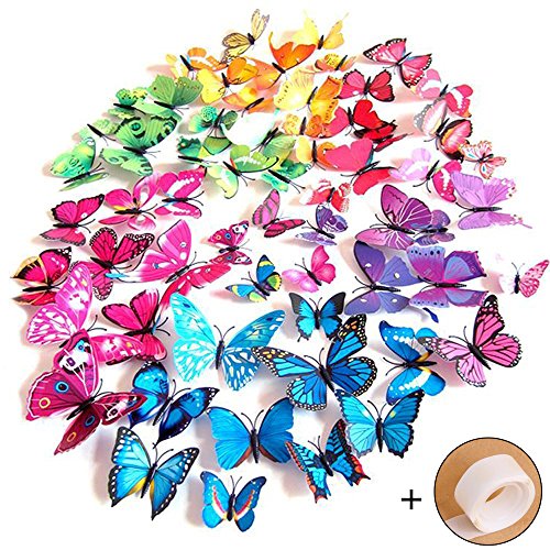 72 stickers muraux de papillons 3d sticker mura...
