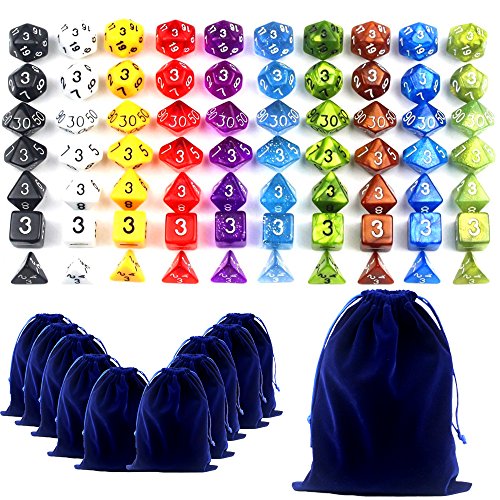 70 dés jeux de role donjons et dragons d&d dice, 10 petits sacs à dés velours large gratuit, dés en 10 couleurs 0753510253571 Goodlucky365 70 dés jeux de role donjons et dragons d&d dice, 10 petits sacs à dés velours large gratuit, dés en 10 couleurs 0753510253571 Goodlucky365