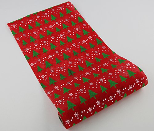 Kamaca 'Lot de 2 Ruban de table/tissu d'ameublement/non-tissé "Merry Christmas (= 2 pièces) en rouge/vert avec magnifiques motifs de Noël - 4 mètres de long et 28 cm de large chacune - Idéal comme décoration pour votre table Belle à hiver Advent Noël - Peut se combiner - Idéal pour gamme magnifique et table - Décorations - Nouveau de votre boutique Kamaca Tannenbäume und Schneeflocken code EAN 0755263821694 