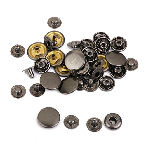 10 Ensembles Boutons Pression Couleur de Noir P...