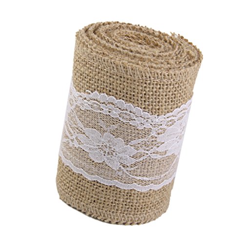 3M Ruban en Jute Orné de Dentelle Vintage Rusti...