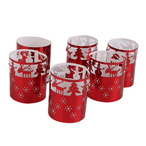 Lot de 6pcs Abat-jour de Bougie à LED Ajouré Th...