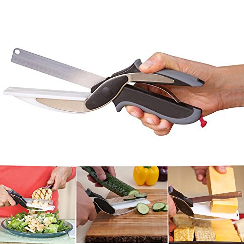 2 en 1 couteau à découper & ciseaux cuisine her...