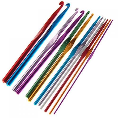 12 Crochets Tailles Aluminium Aiguilles à Trico...