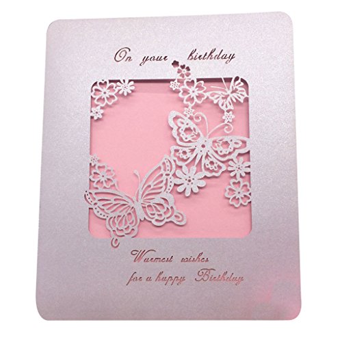 Générique 10pcs Carte de Voeux Joyeux Anniversaire évider Papillon Coverivory - Rose, 6FT code EAN 0757563022047 