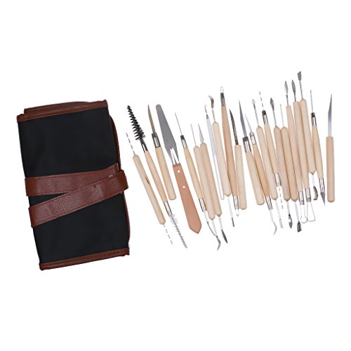 22pcs Outils Sculpture Argile Poterie + Sac en Cuir PU Noir Modélisation Bricolage Céramique Diy 0757563043035 Générique
