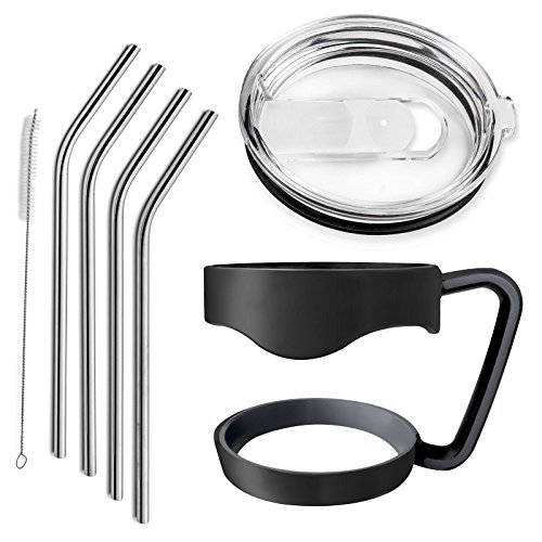 Aogolouk aiti-slip Poignée, 4 Pailles en acier inoxydable, anti-déversement Couvercle Coulissant Avec Fermeture à glissière pour Yeti Gobelet, rtic, Sic Ozark, Trail, The Boss et plus (pour Hachette), aogolouk Accessoires 3 en 1 code EAN 0758150490997 