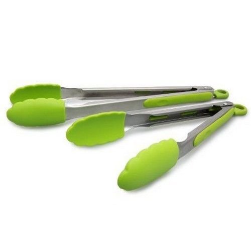 Service à salade en silicone cuisine Pince à barbecue en acier inoxydable poignée Pot à ustensiles - Vert 0758330804484 Silicone Tongs