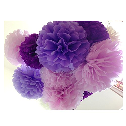 15 pièces de tissus décoratifs papier balls assorted couleurs tissue boule fleur de papier pour l'anniversaire décoration, mariage, décor party, papier de soie, tissus kit fleurs en papier, pom poms artisanat, pom poms décoration,couleur mélange 14in/12in (violet, blanc) 0759218191382 Super44day 15 pièces de tissus décoratifs papier balls assorted couleurs tissue boule fleur de papier pour l'anniversaire décoration, mariage, décor party, papier de soie, tissus kit fleurs en papier, pom poms artisanat, pom poms décoration,couleur mélange 14in/12in (violet, blanc) 0759218191382 Super44day