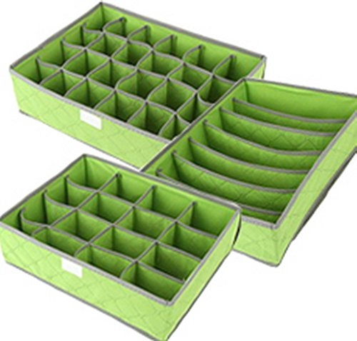Flying Hedwig Bambou pliable tissu charbon de bois stockage boîtes vêtements soutiens-gorge sous-vêtements chaussettes range-placard tiroir cloisonner set de 3 0761460277103 (0761460277103)