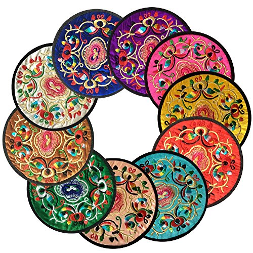 Ambielly Coasters pour boissons, Vintage Design Floral ethnique Placemat Value Pack, 10pcs / Set (5.12"/13cm, Couleurs mélangées) 0761460891668 (0761460891668)