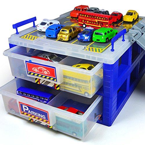 Crazysell CrazySell Plastique Résistant à Jouet Cars Parking avec Séparation Ttrack Boîte Garages de Rangement 0761710171779 (0761710171779)