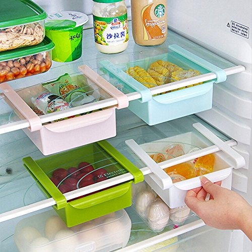 Crazysell crazysell Étagère rack de rangement en plastique pour réfrigérateur congélateur Support de cuisine SPACE SAVER organisation 4Pcs 0761710173278 (0761710173278)