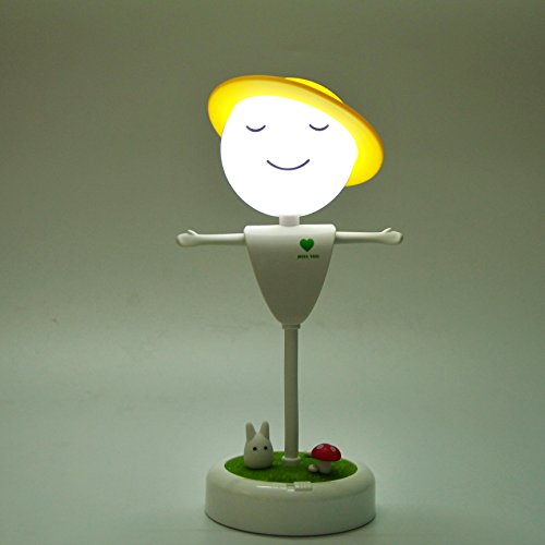 Flikool Mignon epouvantail led lumiere de nuit lampe de bureau lampe scarecrow enfant lampe chevet capteur tactile pour decoration, cadeau de noel, cadeau d'anniversaire ( plug in version - blanc) code EAN 0761710190558 