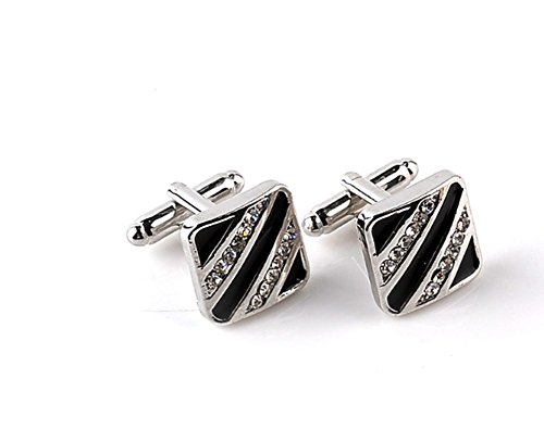 Boutons de manchette en diamant noir fashion cu...