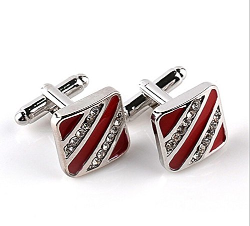 Boutons de manchette en diamant rouge fashion c...
