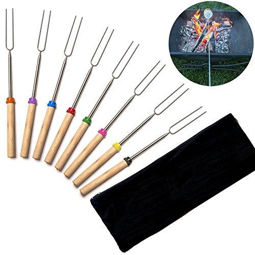 Benbroo Fourchette de barbecue type u métal télescopique en acier inoxydable barbecue fork poignée en bois 0762360951728 (0762360951728)