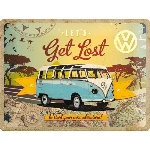 Plaque en métal VW Bulli - Let's Get Lost - Vol...