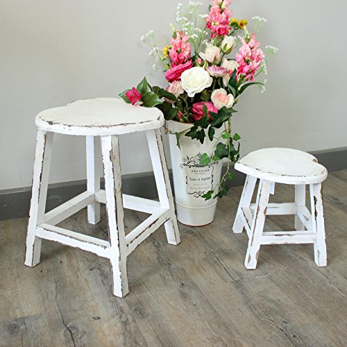 Magnifique Lot de 2 tabourets en bois Shabby Chic Vintage en forme de cœur 0764272290940 Akiva Living