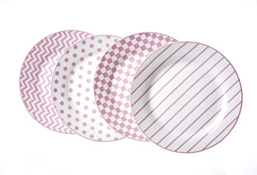 'Lot de 4 assiettes "JOKO Rose Rose Blanc Assiette de petit déjeuner rétro vintage Shabby Assiette à gâteau Assiette à pain 0764831575839 B&R 'Lot de 4 assiettes "JOKO Rose Rose Blanc Assiette de petit déjeuner rétro vintage Shabby Assiette à gâteau Assiette à pain 0764831575839 B&R