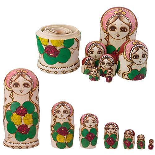 Lot 7 Poupée Russe en bois Matriochka Fait Main...