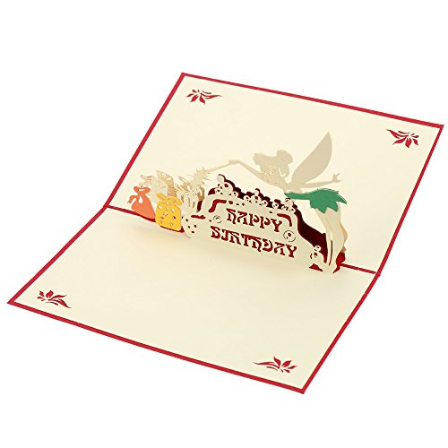 Carte d'anniversaire faite à main 3d fée magiqu...